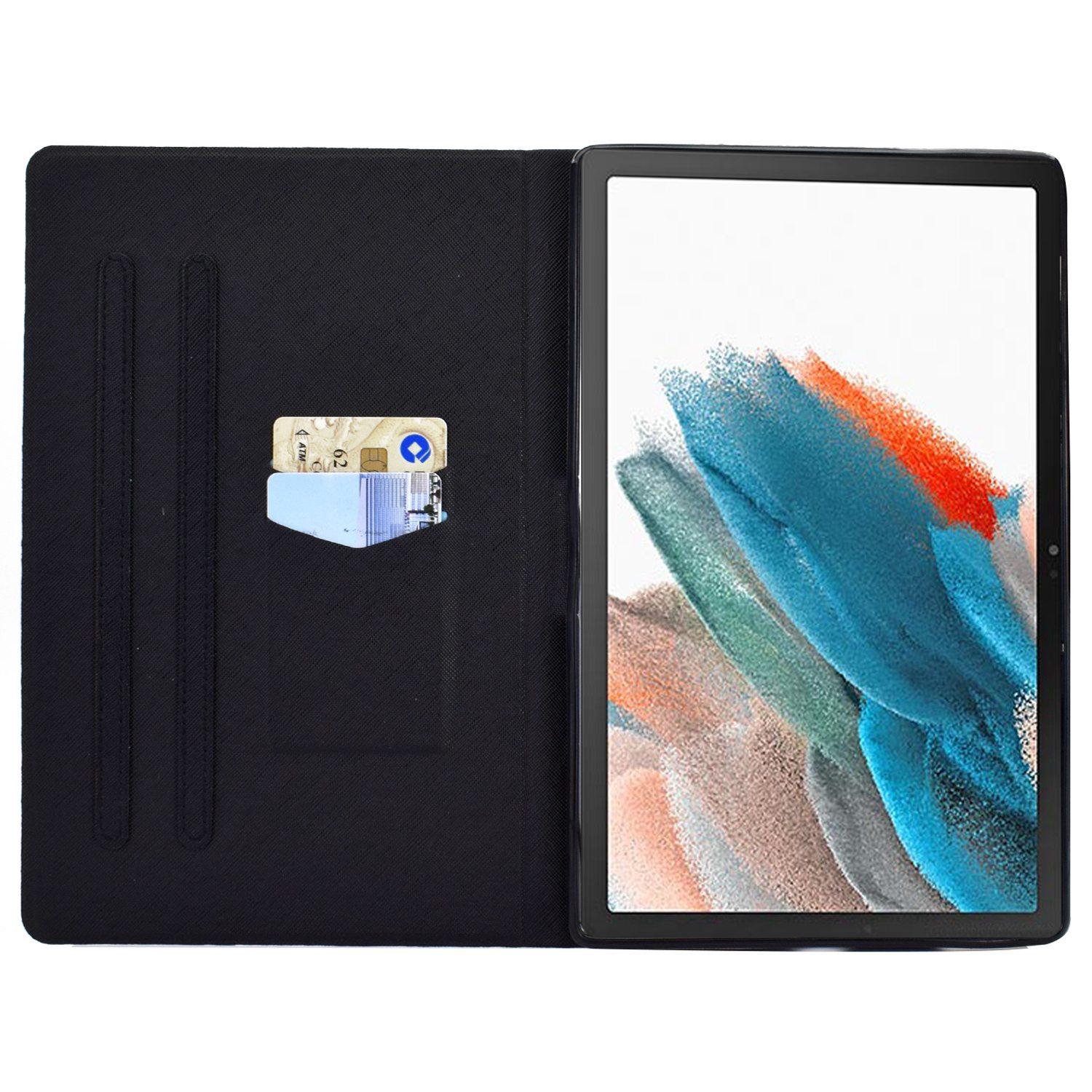 

For Samsung Galaxy Tab A8 10.5 (2021) SM-X200/X205/Tab A8 10.5 (2022) Dual-sided Magnetic Cover Anti-drop Stand Stitching Case with Card Slots Cat