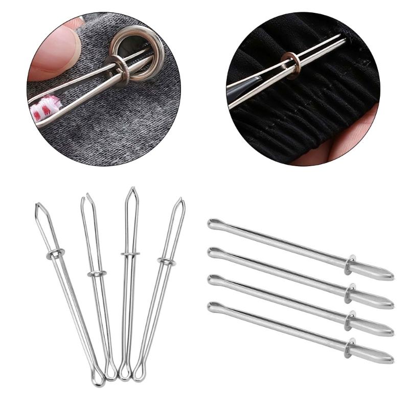 4Pcs Metal Elastics Cord Threader for Sewing Projects Smooths Designs Tool