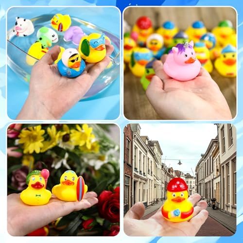 Mikulala 24 Pack Rubber Duckies, Colorful Bath Toys for Kids, Squeaky Bathtub Ducks for Toddlers, Birthday Party Favors