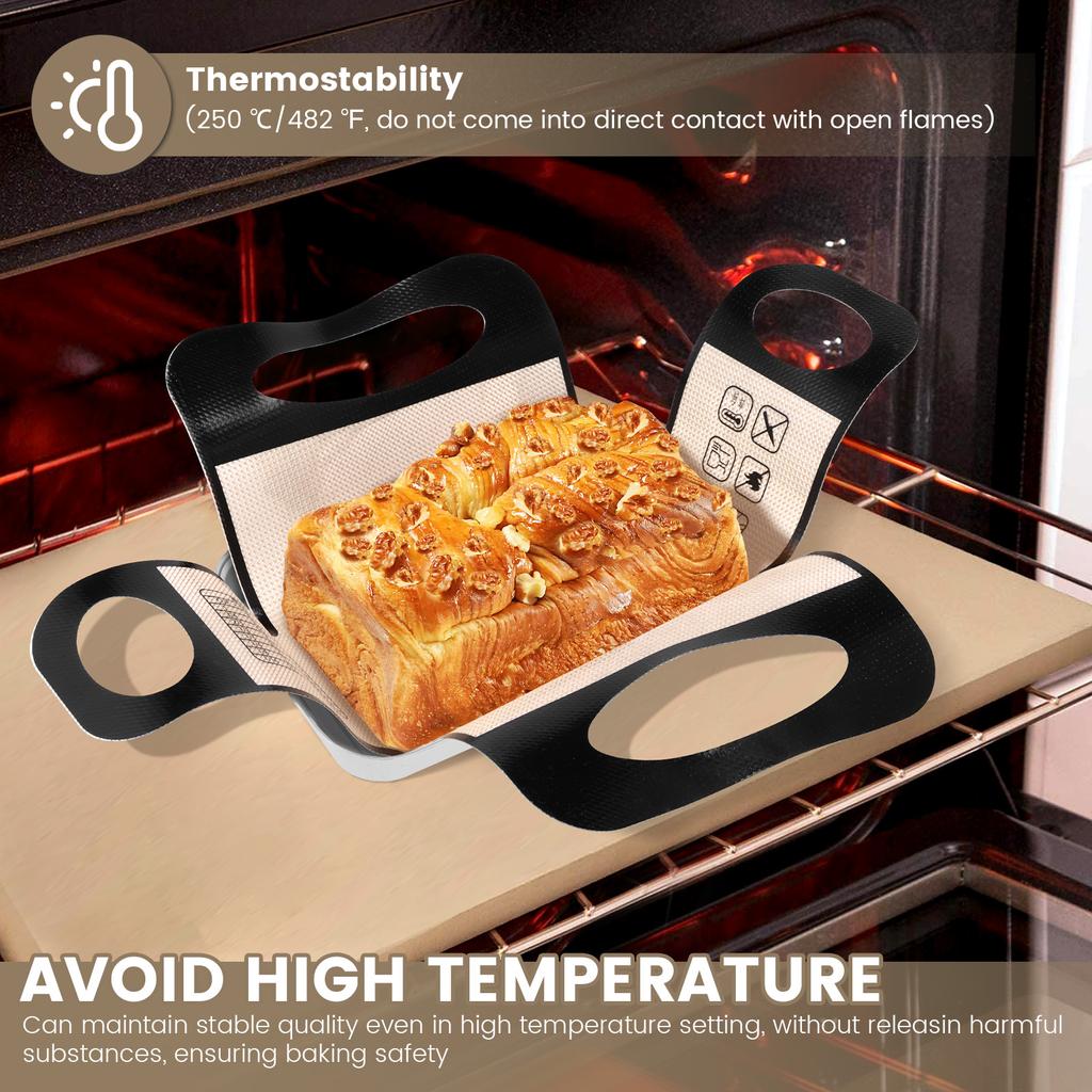 2 Stück Silikon Brotlaibform-Einlage Wiederverwendbare Brotmatte Hitzebeständige Brotbackmatte mit Griff für Backen Küchenzubehör