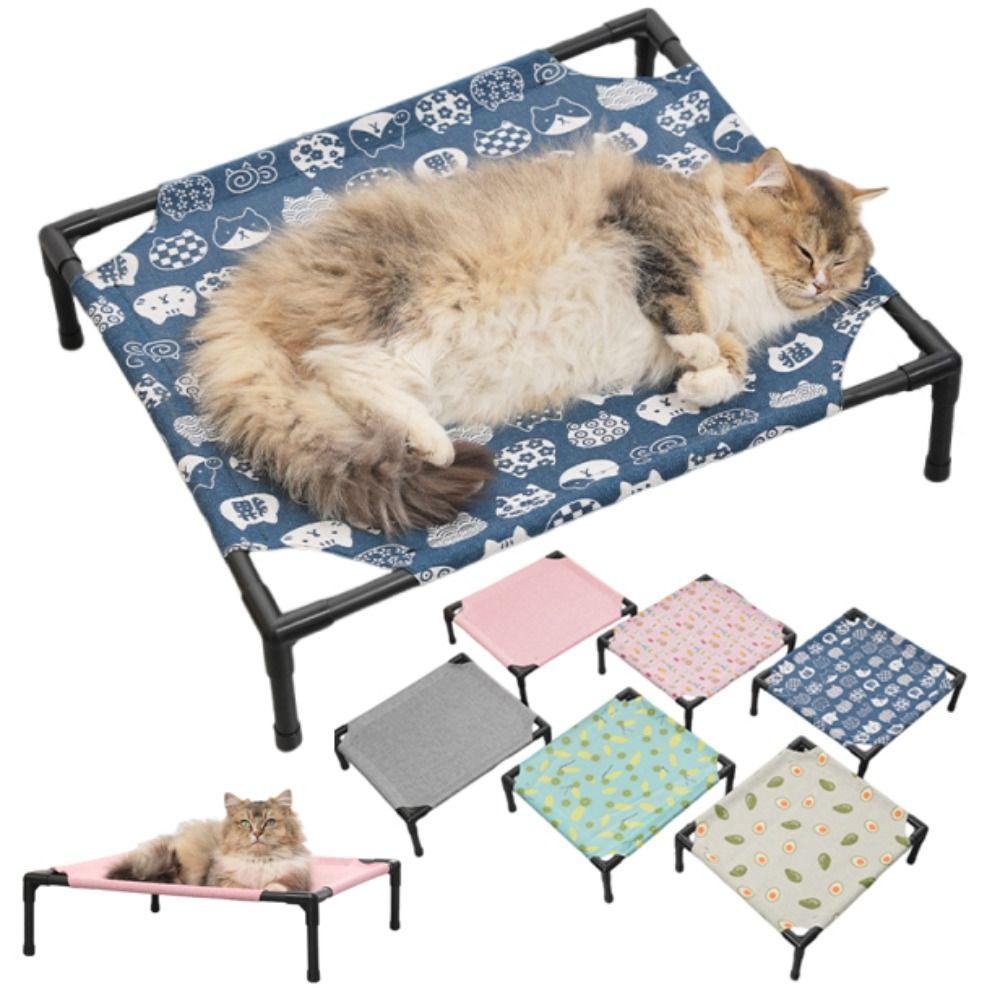 Comfortable Pet Camping Bed Breathable Mesh Cat Sofa Bed Durable Cat Elevated Bed  Outdoor Camping