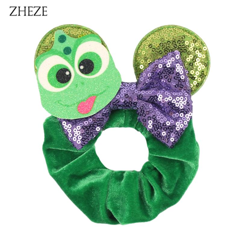 New Disney Mouse Ears Scrunchies Hairband Girl Ponytail Holder For Women Sequins Bows Headband  Women Trip DIY Accessories