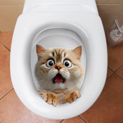 Toilettenaufkleber 3D Katze Lebhafter Wandaufkleber Mode Lieblich Tier PVC Wasserdichte Aufkleber Für Badezimmer Toilette Küche Dekorativ