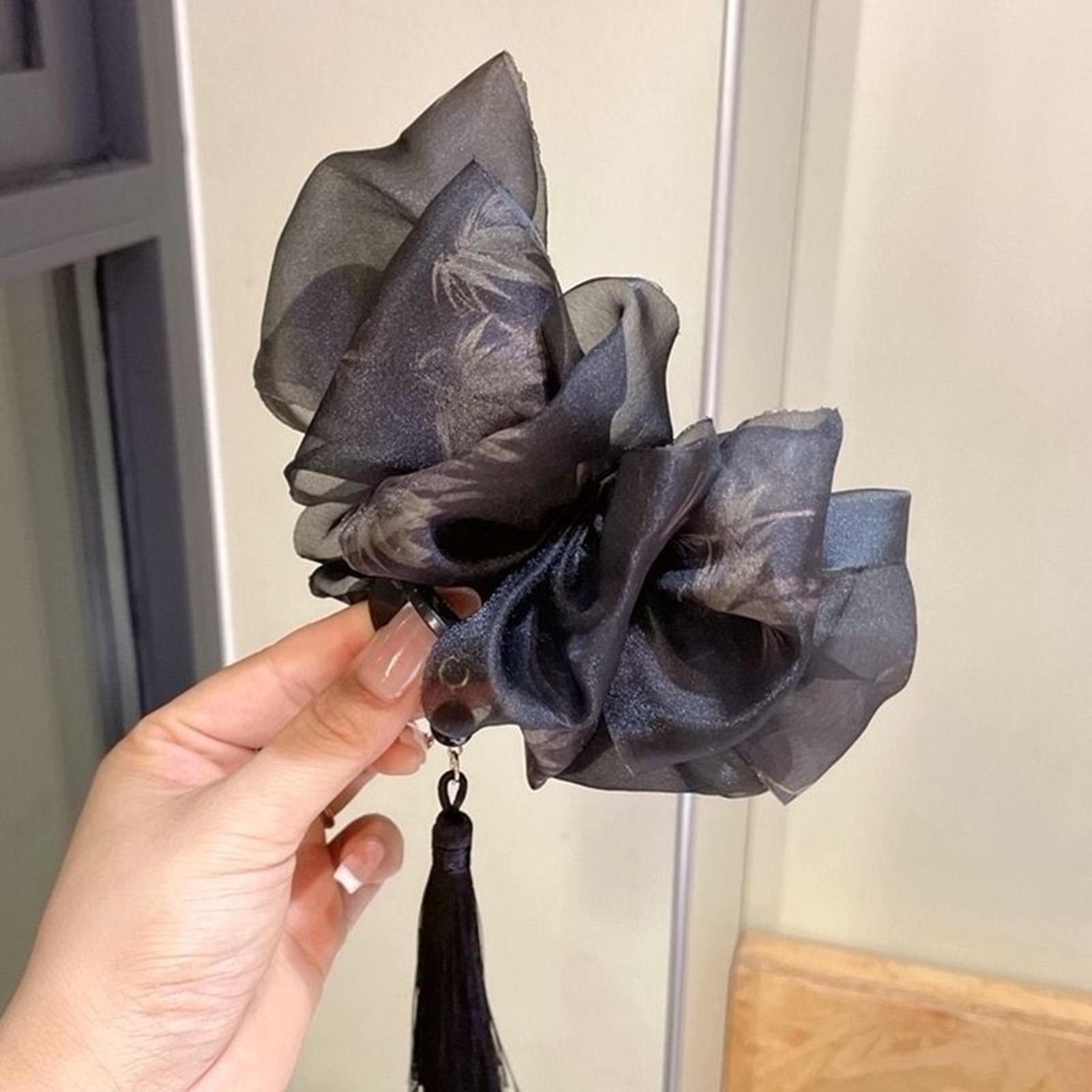 

Fashion Chinese Vintage Tassel Hair Claw Clip For Women French Style Large Hairpins With Retro Floral Designs Hair Accessories