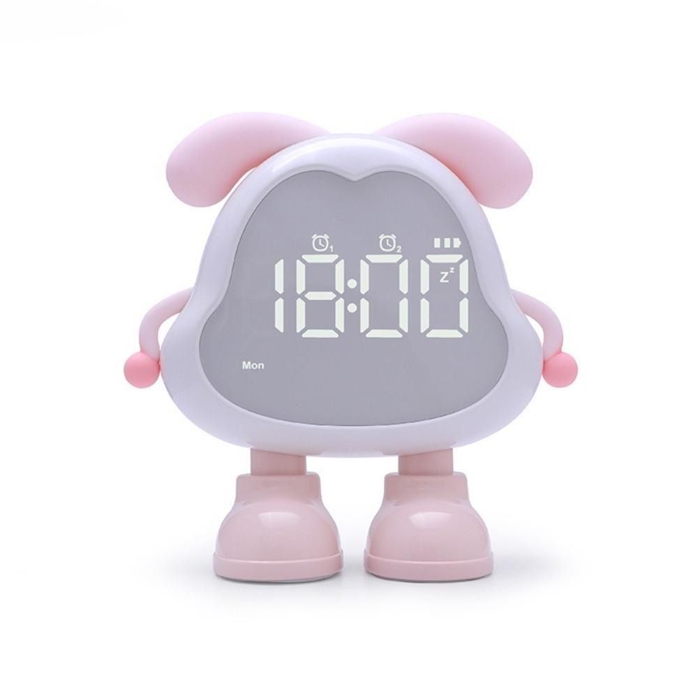With Light Puppy Alarm Clock Large Volume USB Rechargeable Children's Night Light Timer LED Display Cute Bedside Clock