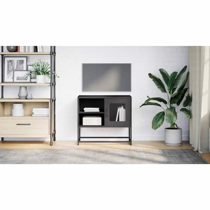 VidaXL TV Cabinet Black 68x39x60.5 Cm Steel, TV Stand, TV Sideboard, Multimedia Cabinet, TV Bench, Hi-fi Cabinet, Center of 853386