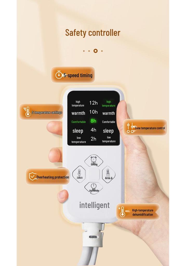 Smart Dual-Control Electric Heating Blanket - Leak-Proof, Constant Temperature, Safe, Waterproof for Home Use