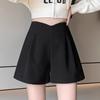 Women's High Waist Woolen Wide-Leg Shorts, Autumn/Winter 2024 Collection - Versatile Casual Wear, Available In Small To Plus Sizes.