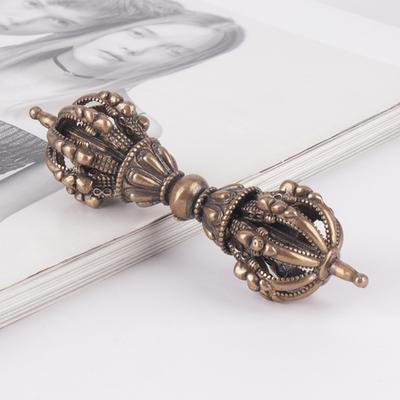 Vintage Copper Vajra Pestle Feng Shui Ornament Religious Collection Desk Decor