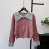 Autumn and Winter New Splicing Imitation Mink Velvet Knitted Cardigan Zipper Short Design Soft Waxy Sweater Jacket Women