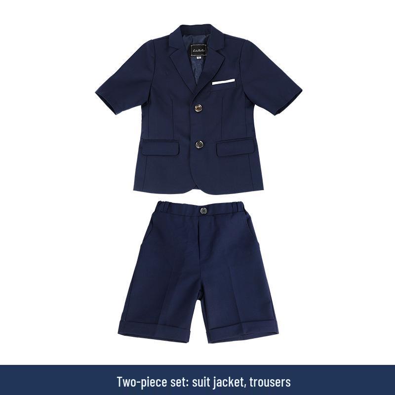 Completo Estivo Casual Blazer & T-Shirt per Bambini - Outfit Monocolore a Maniche Corte per Piccoli Fiori