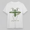 Women's Classic Overysize T-Shirt Praying Mantis Art PRAY LOVE EAT Typography