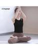 Women's Black Sports Tank Top with Chest Pads - Flattering, Slimming, Versatile for Outdoor Wear, Pilates, and Yoga.