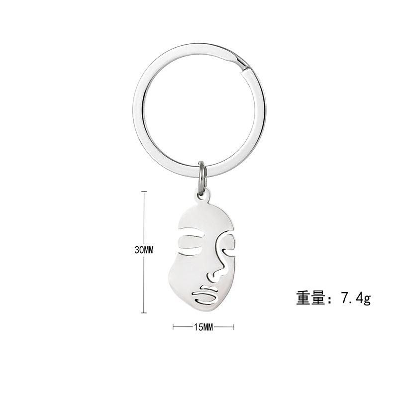 

Beauty Face Stainless Steel Keychain Personality Portrait Design Fashion Bag Pendant Practical Non-Fading Charm