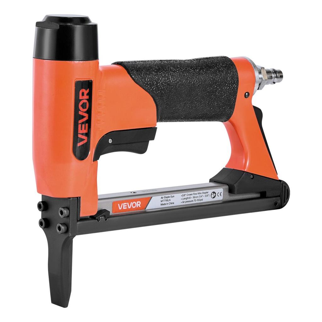 Pneumatic Staple Gun, 22 Gauge Long-Nose Upholstery Stapler for 71 Series Fine Wire Staples 9.5mm Crown 6mm-16mm Length, Max 180PCS Loading Air Staple