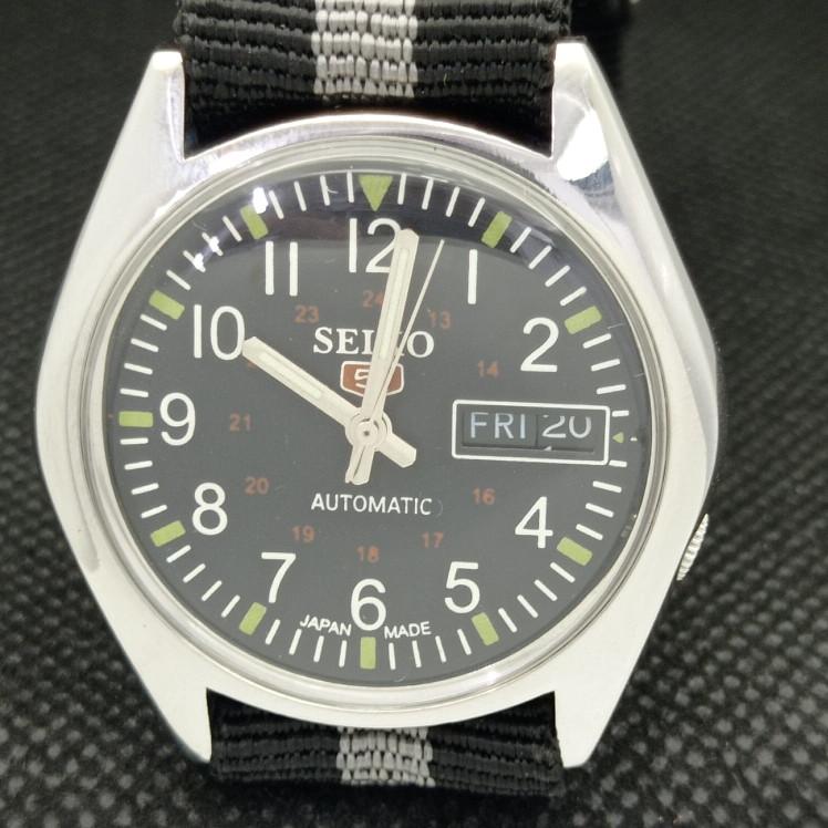 POUŽITÉ VINTAGE HODINKY SEIKO 5 AUTOMATIC 7S36A JAPONSKÉ PÁNSKÉ ČERNÉ D/D 621b-a413515-2 SKU621b-a413515