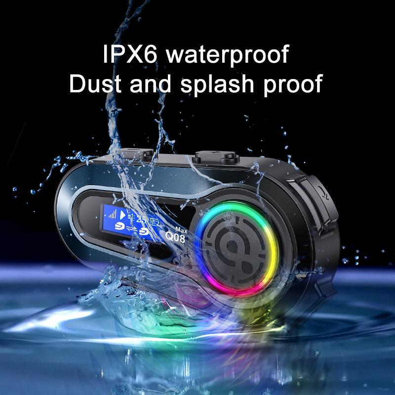 Q08 Max Motorcycle Helmet Bluetooth Intercom Summer LCD HD Digital Display Music Sharing Intercom Distance 500 Meters Waterproof