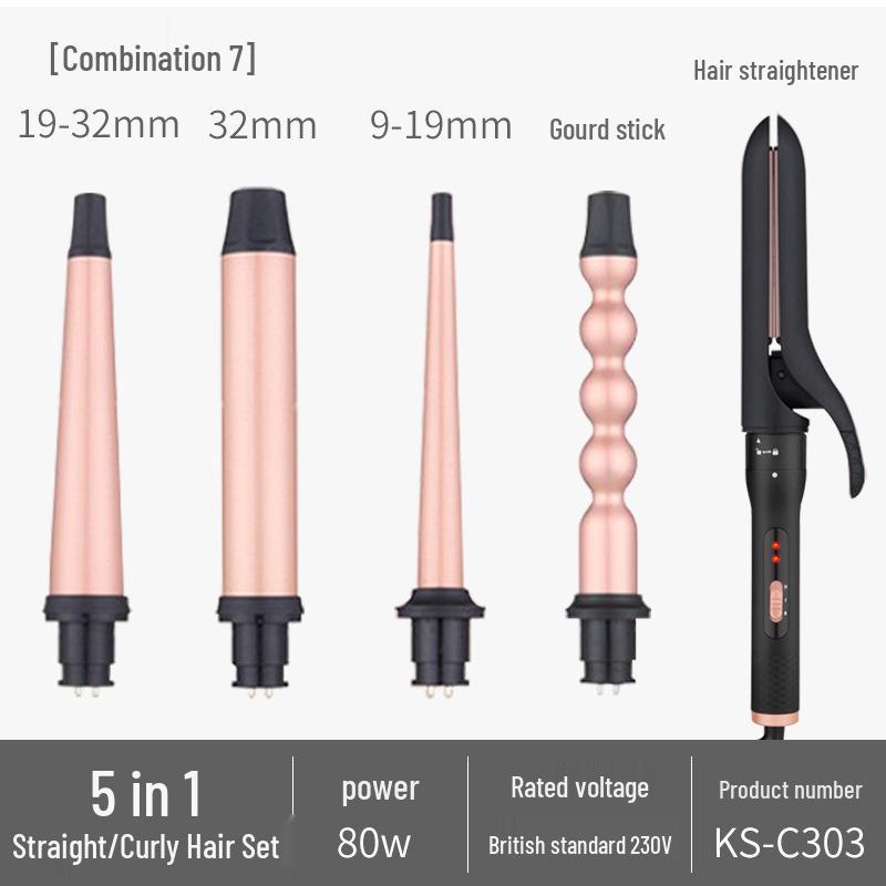 5-in-1 Curling and Straightening Iron with Interchangeable Heads for Big and Water Waves