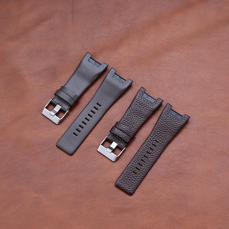 Correa de reloj de cuero genuino de 32*17 mm Para Diesel DZ4246 DZ1273 DZ1216 Correa grande cóncava para hombre resistente al agua y al sudor