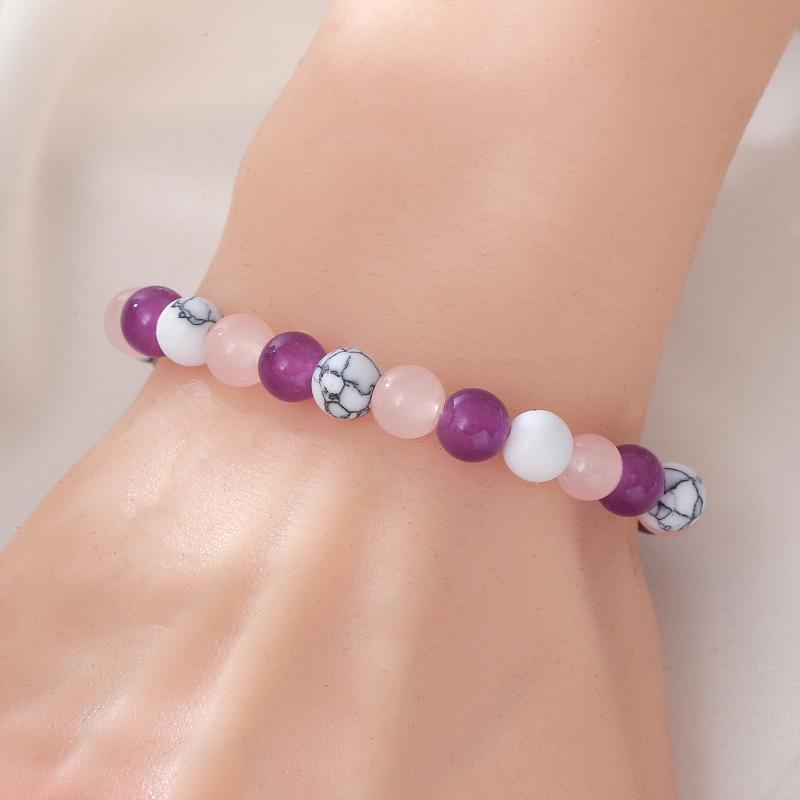 Able 8Mm White Turquoise - Amethyst - Rose Quartz Natural Stone Aura Balancing Sleep Bracelet For Women