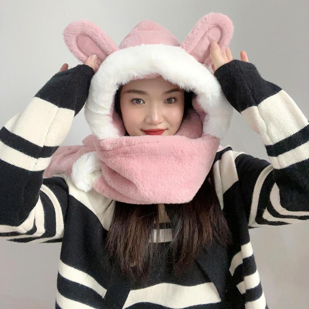 

Ttasun Rabbit Integrated Hood Muffler (Pink)