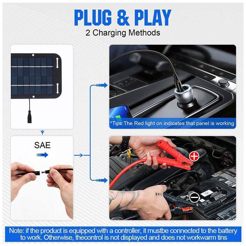 Portable 12V Solar Panel Kit Waterproof Solar Trickle Charger Solar Powered Charger Kit High Efficiency Car Battery Charger