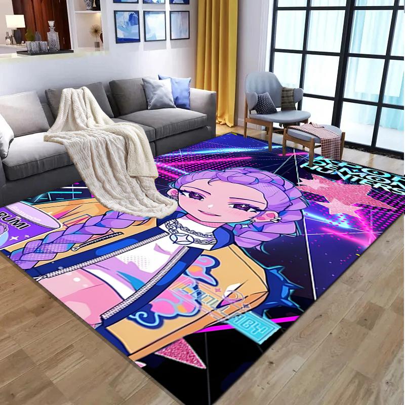 KPop Demon Hunters Pattern Rug, Indoor/Outdoor Mat, for Picnic, Gameroom, Bedroom, Office, Living Room, Home Decor Carpet, Birthday Gift