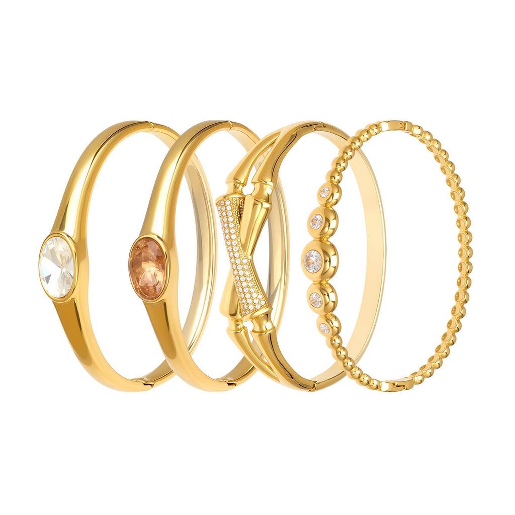 18K Gold-Plated Stainless Steel Zircon Clasp Bracelet - European & American Chic Women's Fashion