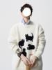 Trendy Cartoon Cat Knit Sweater: Men's Autumn/Winter Round Neck Couple's Loose Casual Style