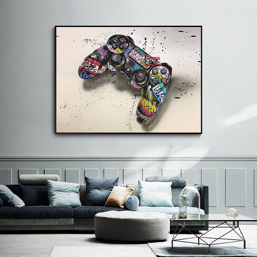 Graffiti Art Works Game Board Canvas Poster Abstract Video Game Controller Wall Art Painting