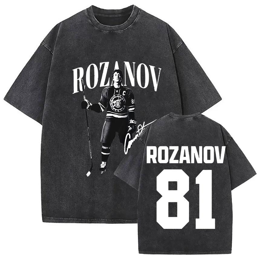 Heated Rivalry Ilya Rozanov 81 T Shirts Boston Hockey Vintage Washed Harajuku Oversized Tshirt Man Women 100 Cotton Tops Tees