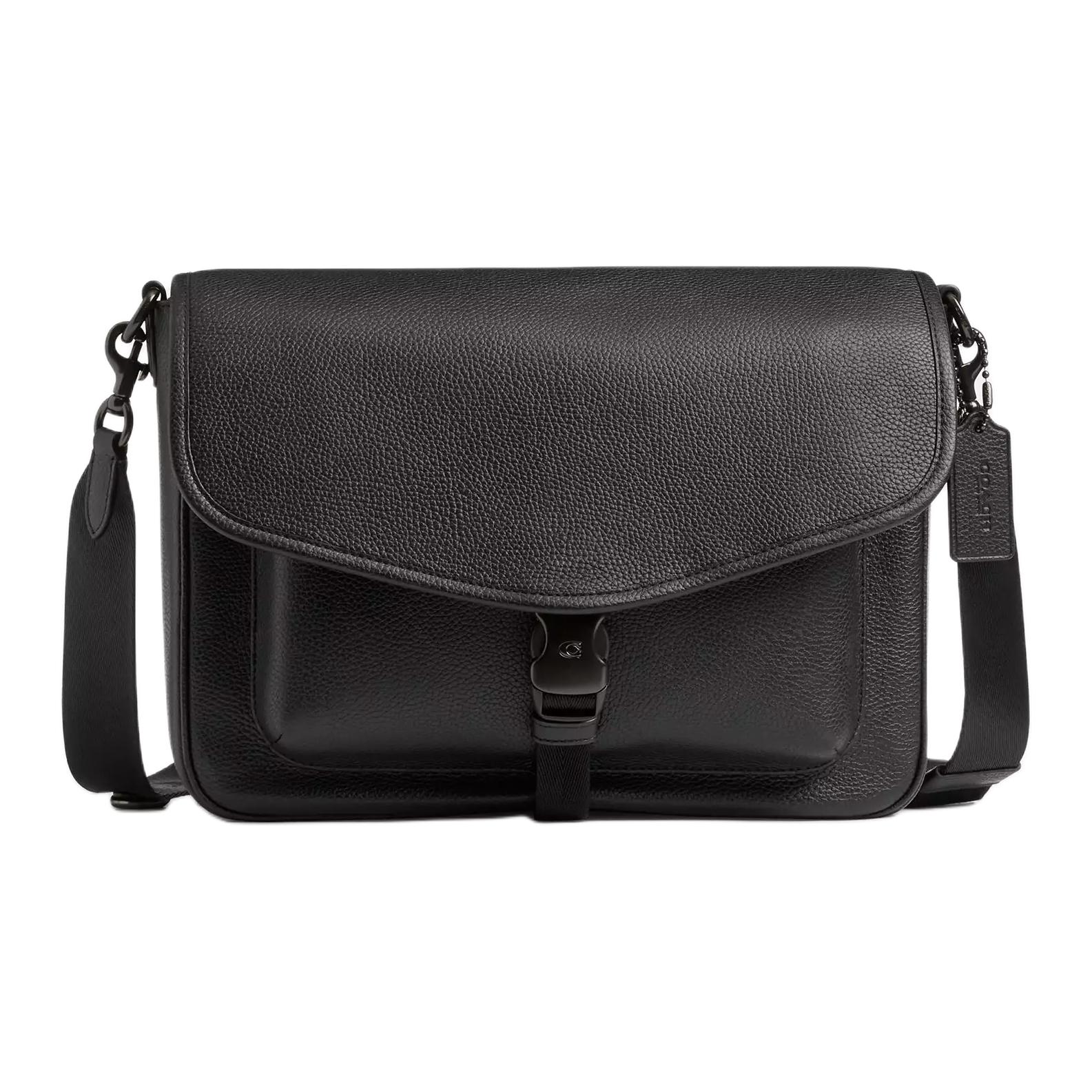 

Coach Charter 30 Detachable Shoulder Strap Leather Messenger Bag Large Men bags Black CAH89-BLK Basic Set (Bag+Dust Bag)