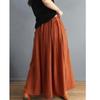 Spring and Summer New Retro Literary Style Loose Elastic Waist Color Matching Cotton and Linen Skirt Was Thin A-line Skirt