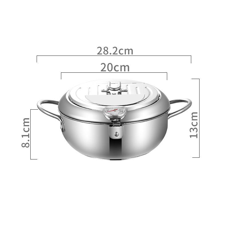 

Japanese Tempura Stainless Steel Deep Fryer with Temperature Control and Oil Filter. 201