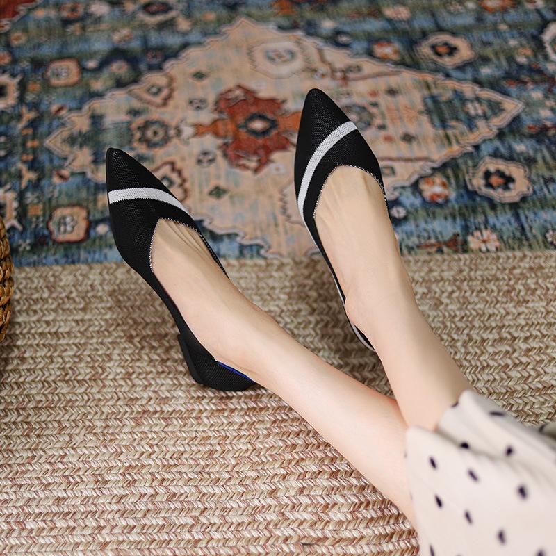 Women's new flat-bottomed shallow-mouth gentle shoes, fashionable woven shoes, breathable one-pedal Doudou shoes