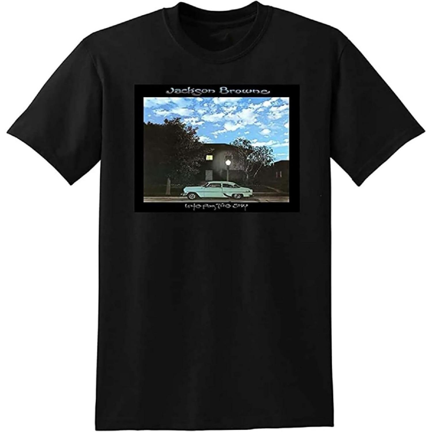 Men s Jackson Browne Late for The Sky Vinyl Cd Cover Small Medium Large Black T-Shirts Black S