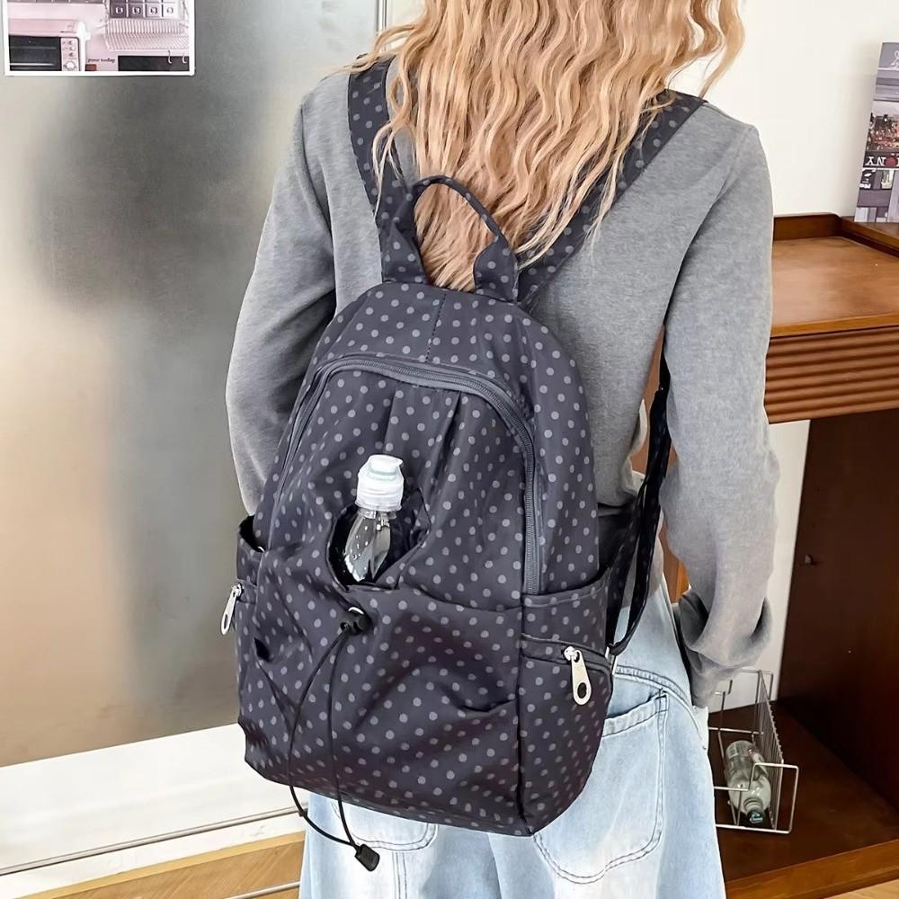 Versatile Polka Dot Women's Backpack Lightweight Nylon Backpack Bag School Bag For Students Travel Use