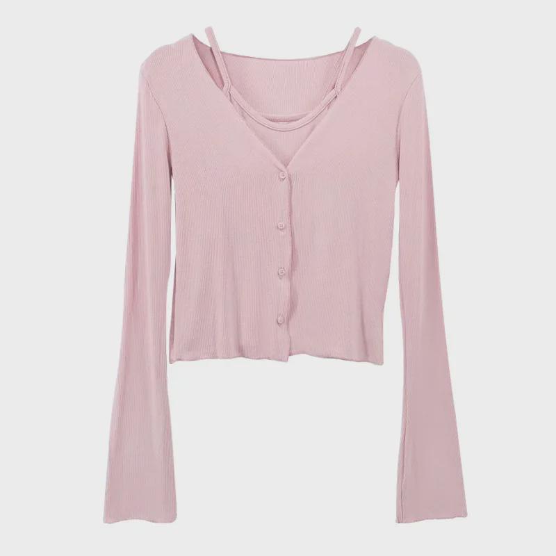 Korean Dongdaemun Women's Slimming Camisole & Cardigan Set