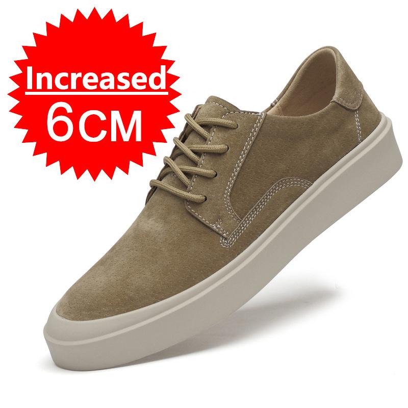 

Fashion New Men s Matte Leather Khaki Casual Business Office Oxfords Formal Increased Height 6cm Shoes for Men Thick Soled Casual Shoes 44