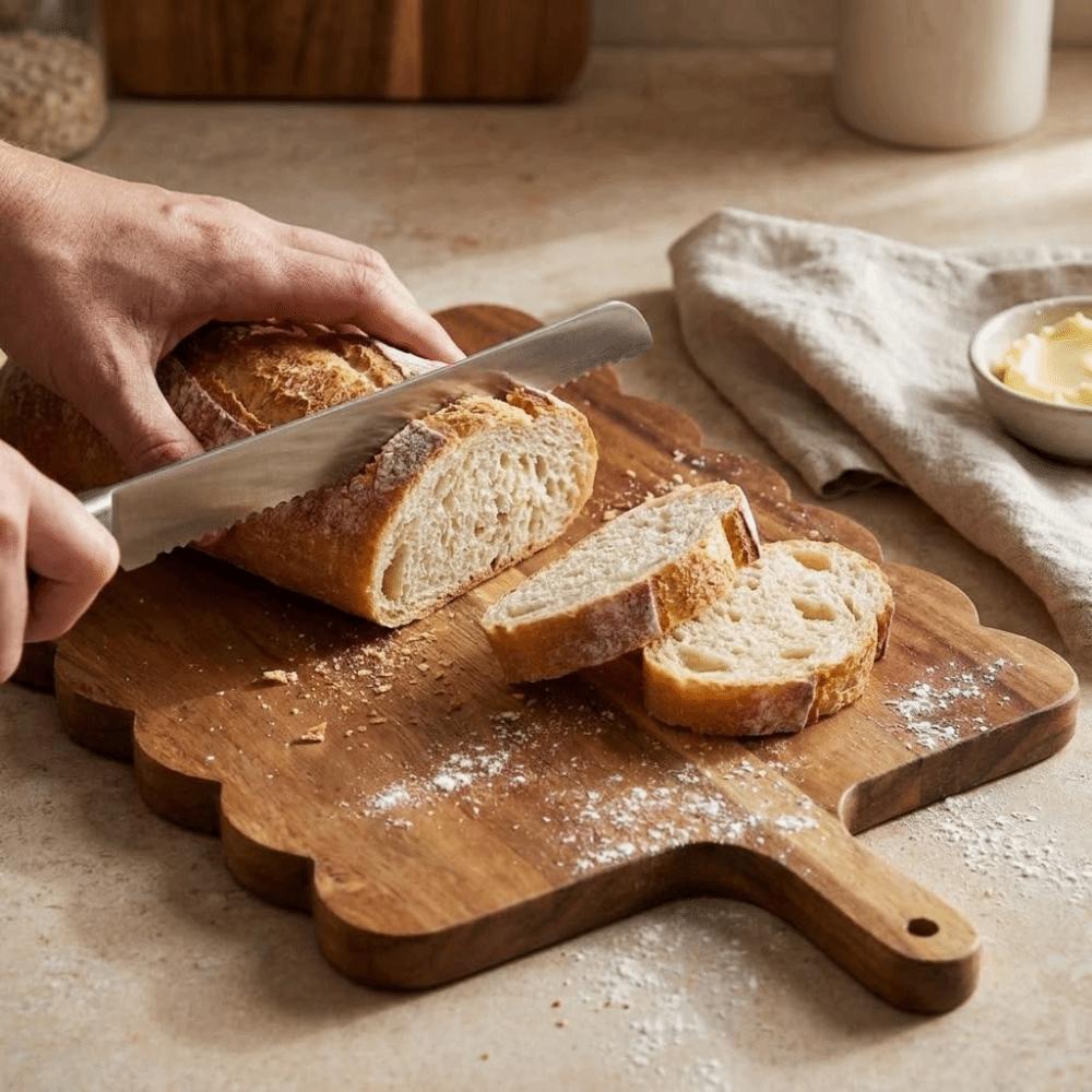 Intricate Handle Wood Cutting Board Scalloped Edge Bread Board Chopping Board Cutting Meat