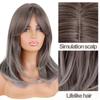 MISSQUEEN Synthetic Wigs Long Layered Hairstyle Ombre Black Brown Blonde Gray Ash Full Wigs with Bangs for Black Women