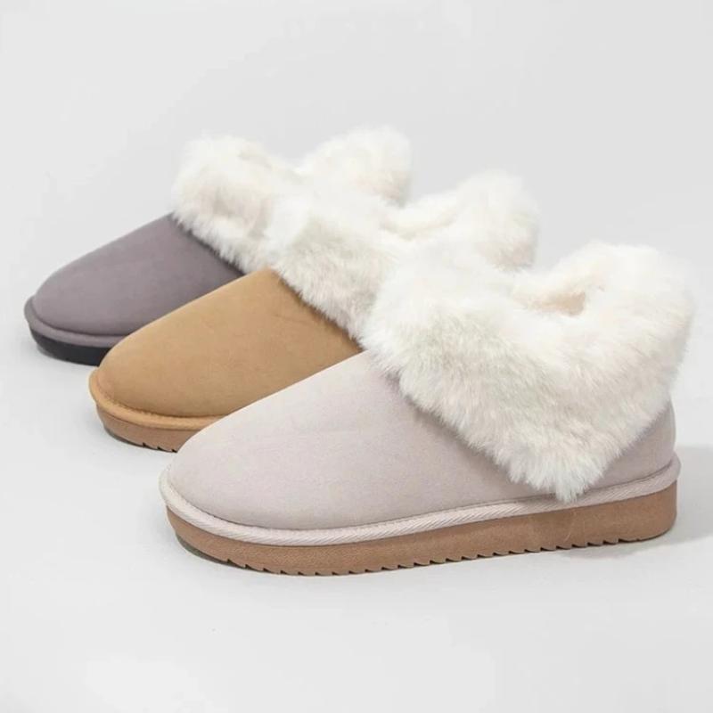 Fashion Fashion Heart Fluffy Fleece Trim Design Brand Ankle Boots Women High Quality Faux Suede Snow Boot Winter Cozy Warm Platform Boot