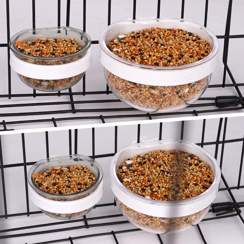 Bird Parrot Feeding Bowl Detachable Transparent Bowl Plastic Food Cup for Cage Convenient Hanging Seed Water Feeder for Parrots
