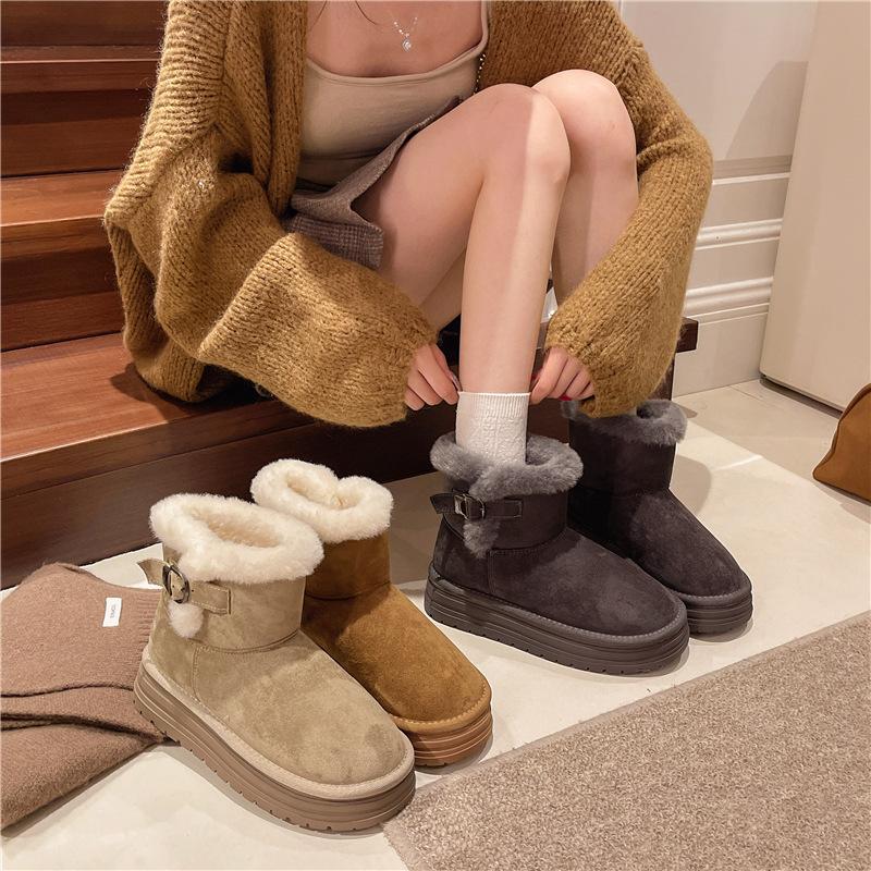 2025 new winter women's thick-soled velvet thickened versatile casual versatile warm fashion temperament Korean snow boots