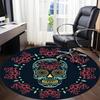 1pc Sugar Skull Art Chair Carpet for Office, Indoor Non Slip Washable Polyester Fiber Carpet,