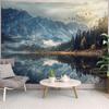 Premium Mountain Landscape Tapestry Wall Mural Decor Realistic Lake Forest View Art for Living Room Bedroom Home Decoration