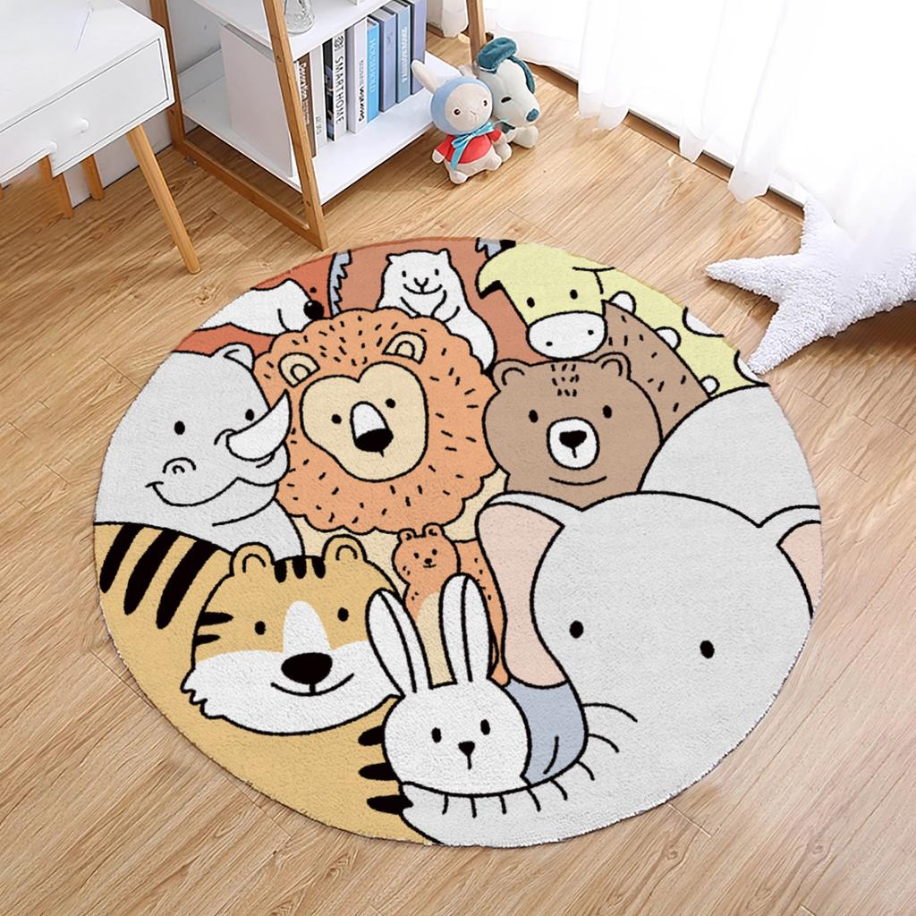 Tappeto Rotondo Camera dei Bambini Sedia Pensile a Cesto Tappetino da Pavimento Cartone Animato Comodino Carino Tappeto Camera da Letto Ragazza