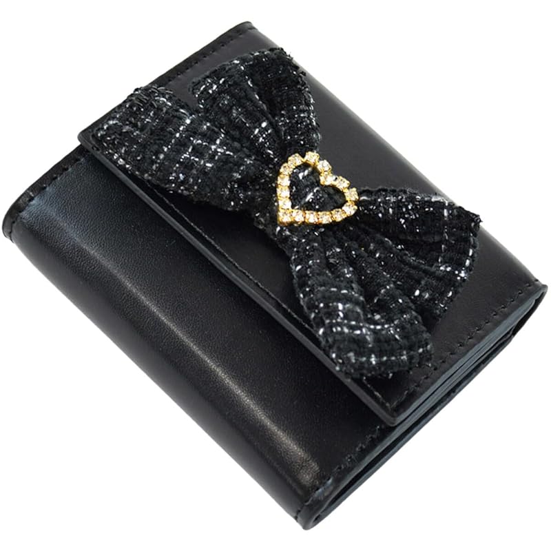 

[SecretDoor] black trifold wallet ladies mini wallet small wallet trifold wallet Popularity cute thin Thin compact folding wallet Life easy to use