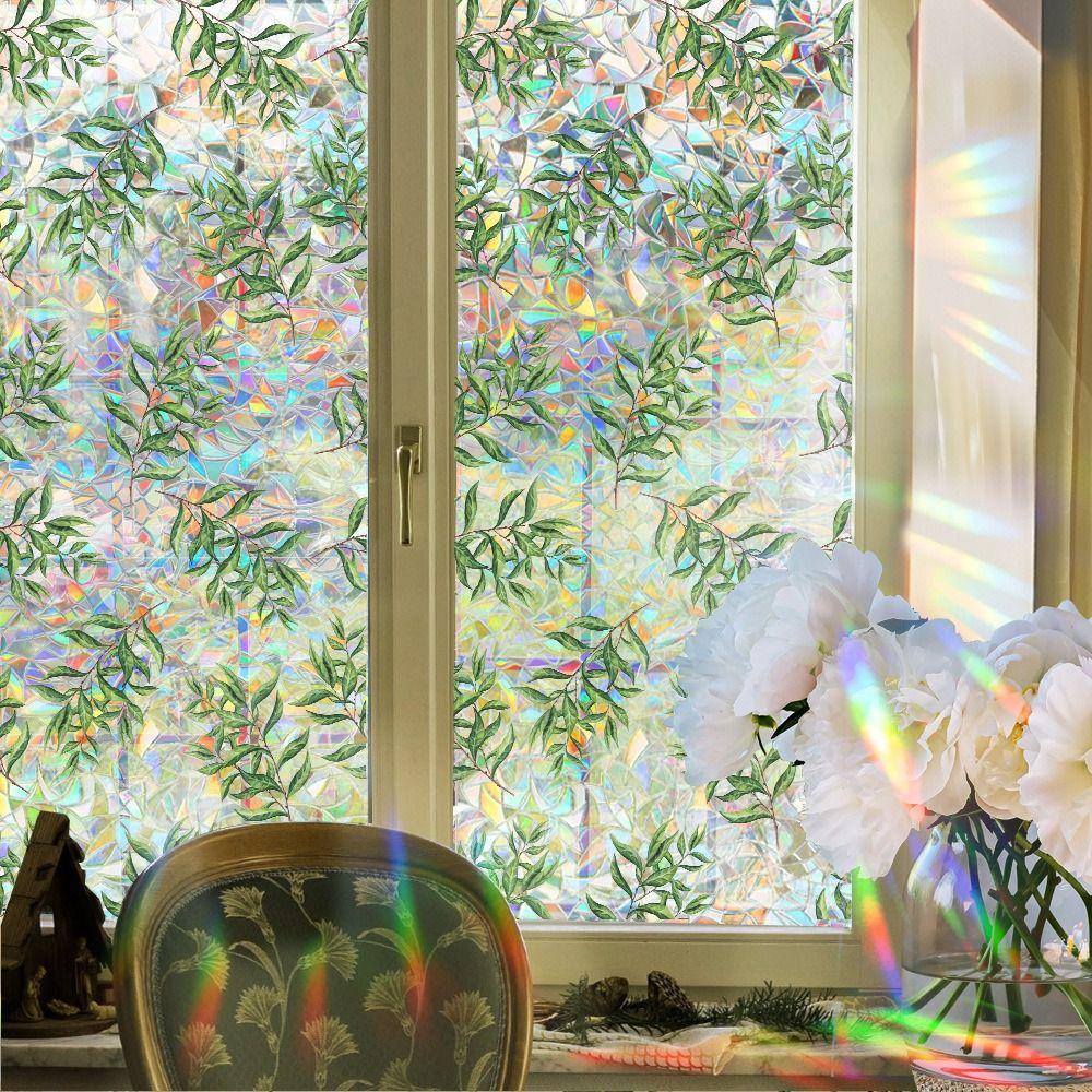 Daisy Window Sticker Green Leaf Glass Sticker Decorative Window Privacy Film Home Decoration