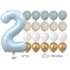 22pcs/set Baby Blue Series Latex Balloon Vintage Blue Foil Number Balloon For Boy's Birthday Party Anniversary Decoration Supply
